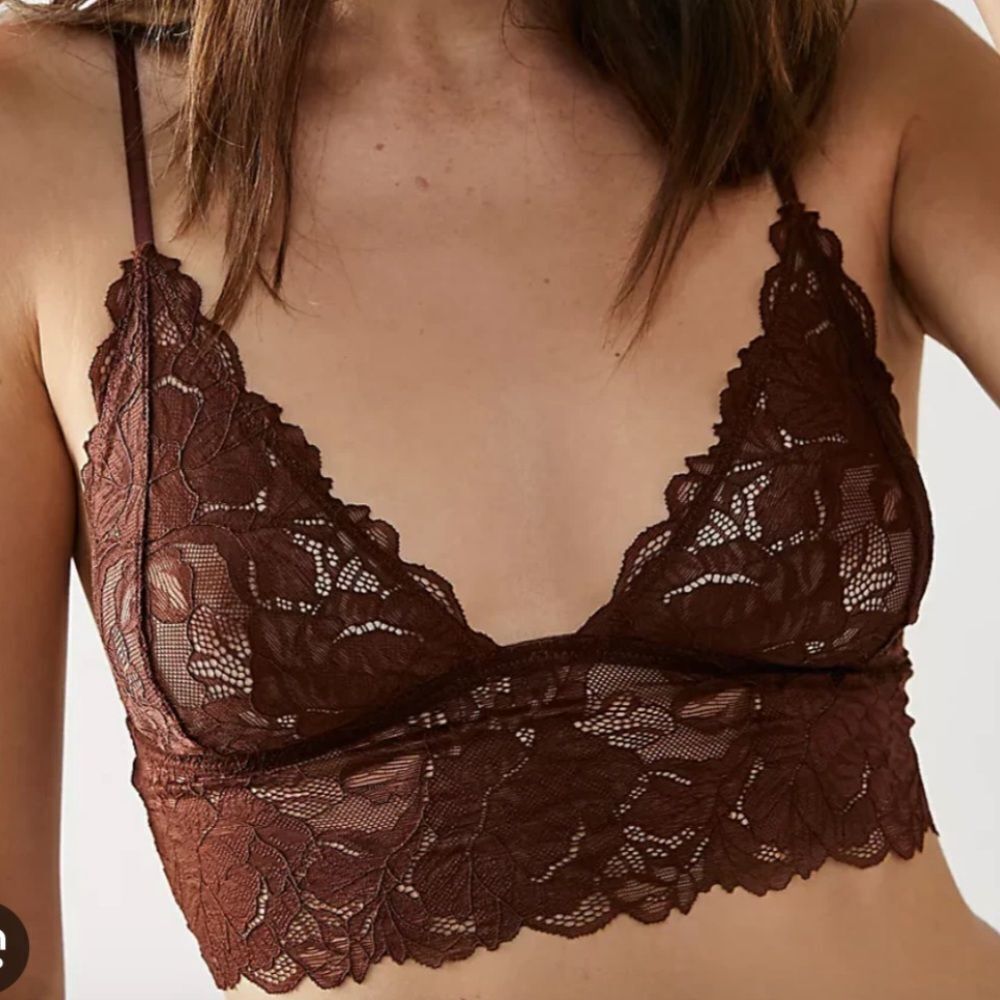 Free People Everyday Lace Longline Bralette Pink/Purple Color M